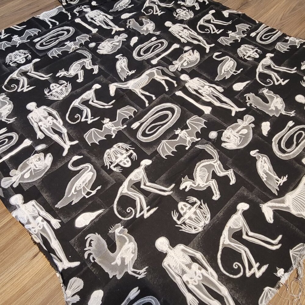 Gothic Skeleton X-Ray Canvas Animal Fabric